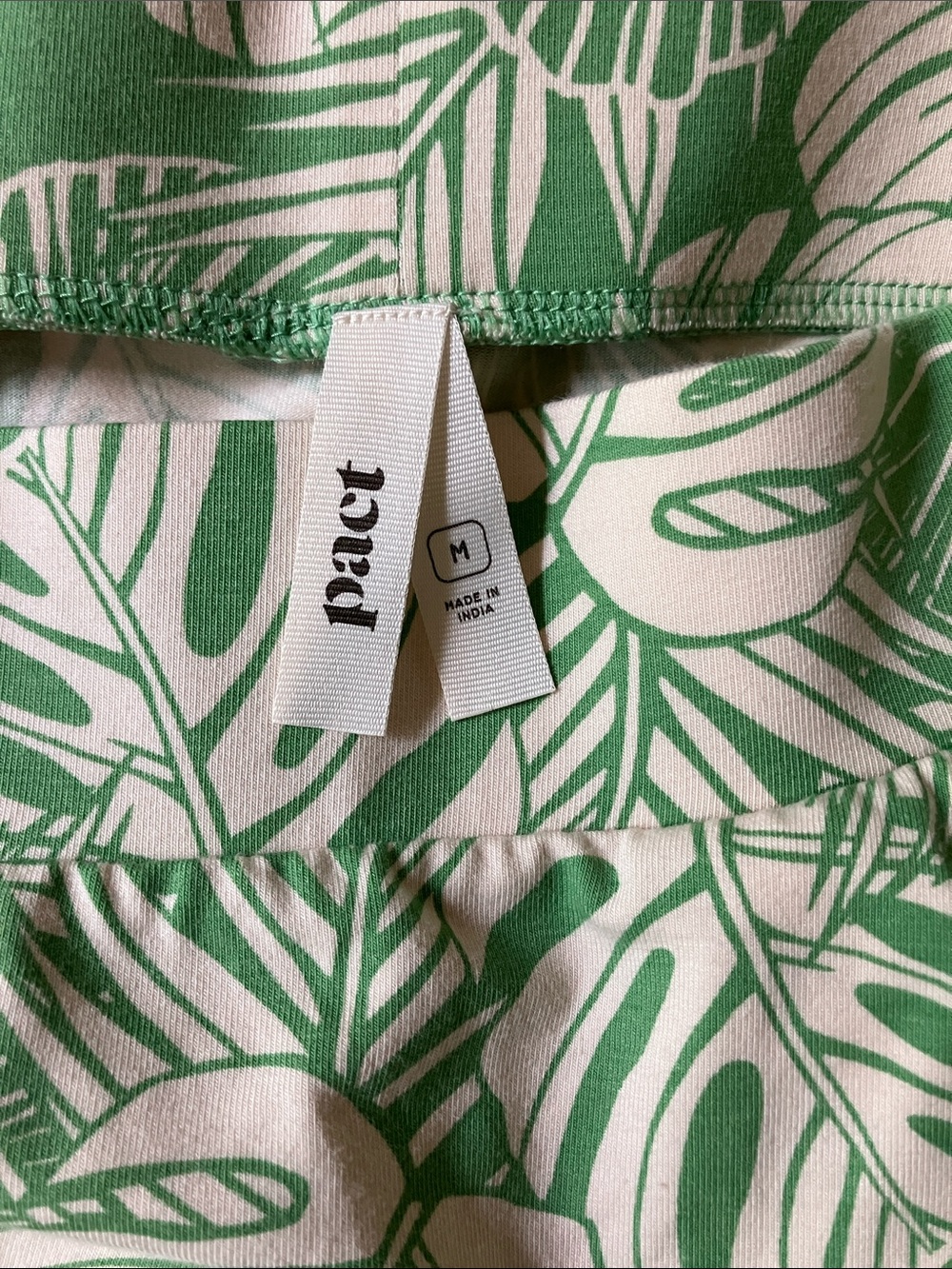 Pact Organic Cotton Green and White Tropical A-Line Skirt - Picture 2 of 4